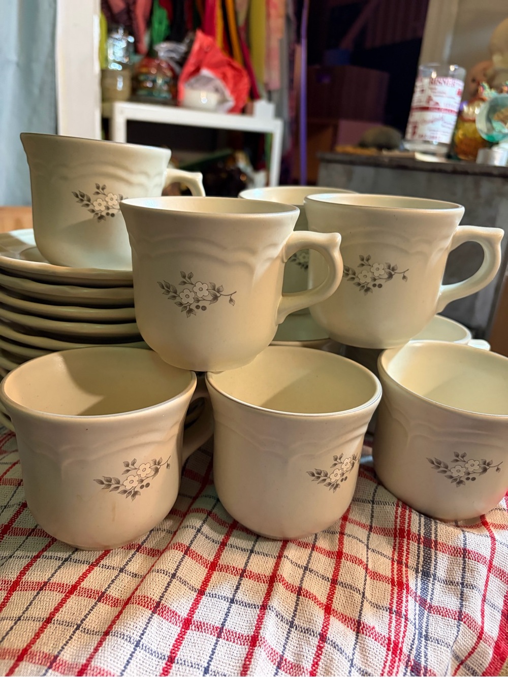 Pfaltzgraff Heirloom Cup and Saucer Sets - Set of 4 Vintage Stoneware